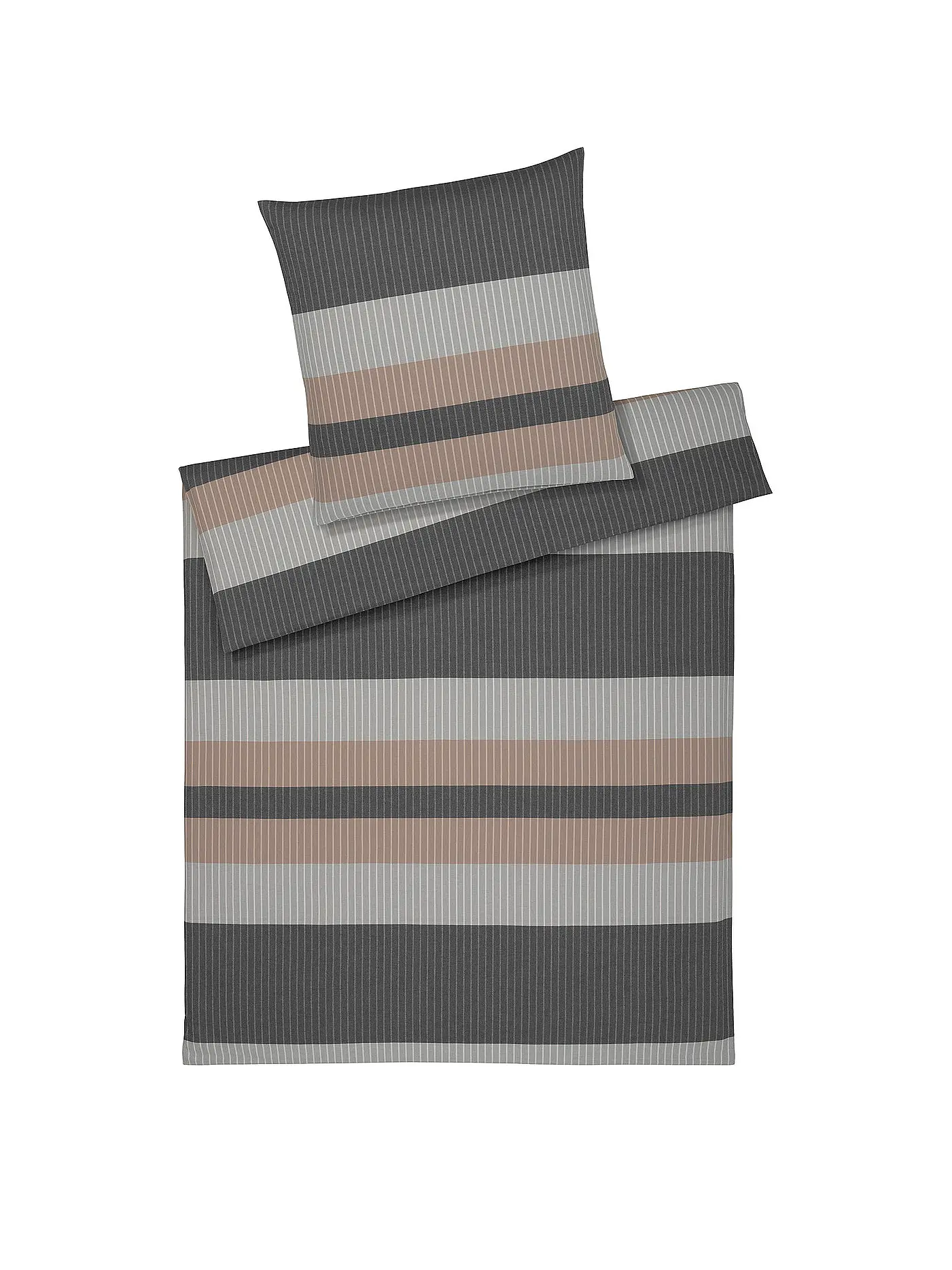 ELEGANTE | Flanell Bettwäsche LEEDS 70x90cm/140x200cm Plum | grau